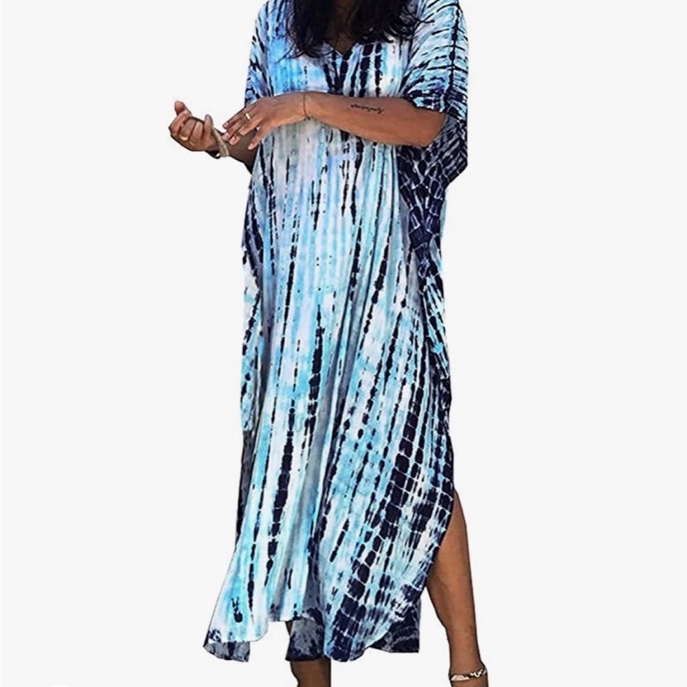 Blue Tie-Dye Women's Swim Cover-Up